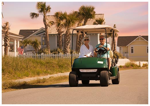 Riding through town on Golf Cart